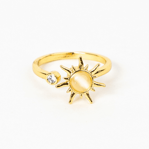 Пръстен Слънце сребро златист